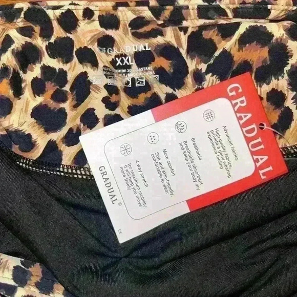 NWT SIZE 2XL cheetah print work out athletic wear biker shorts - Picture 2 of 3